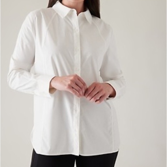 NWT Athleta A-Frame Poplin White Top Button Down - Picture 1 of 7